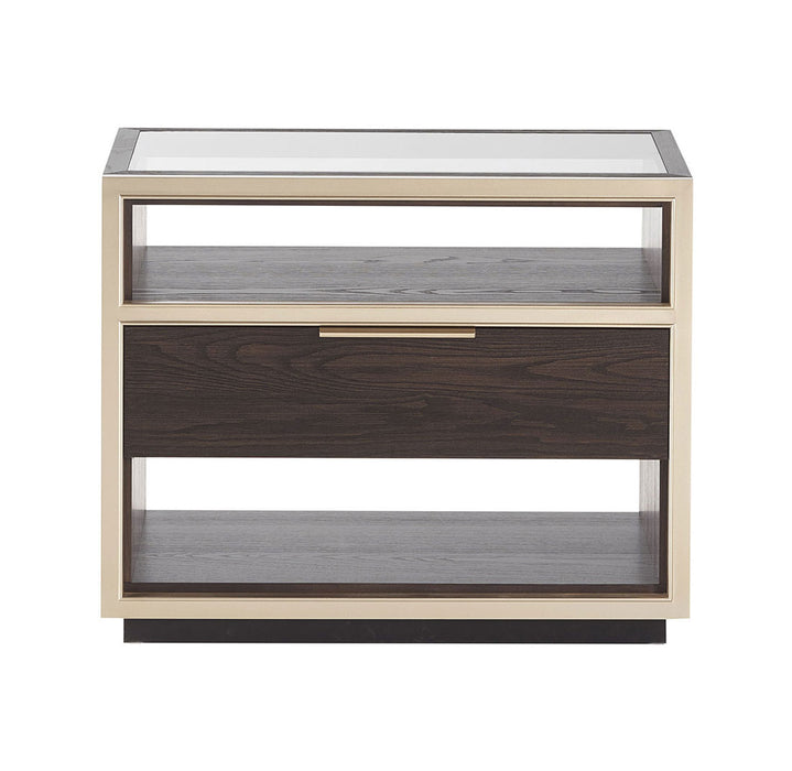 Zenith Bedside Table w/ Glass Top