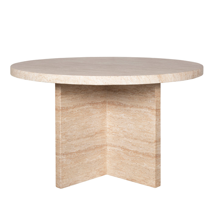 /Cross Travertine Stone Dining Table