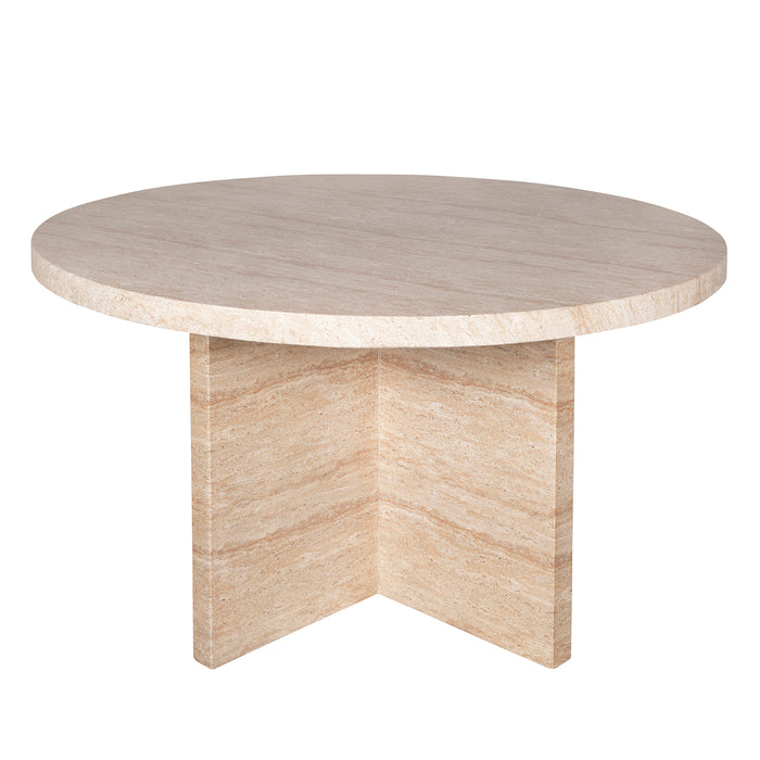 /Cross Travertine Stone Dining Table