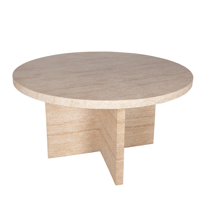 /Cross Travertine Stone Dining Table