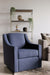 Jenna Swivel Chair in the fabric Campbell Splash &  Isaac Sectional, Sofa Return + 1  Arm Loveseat in the fabric Campbell Concrete