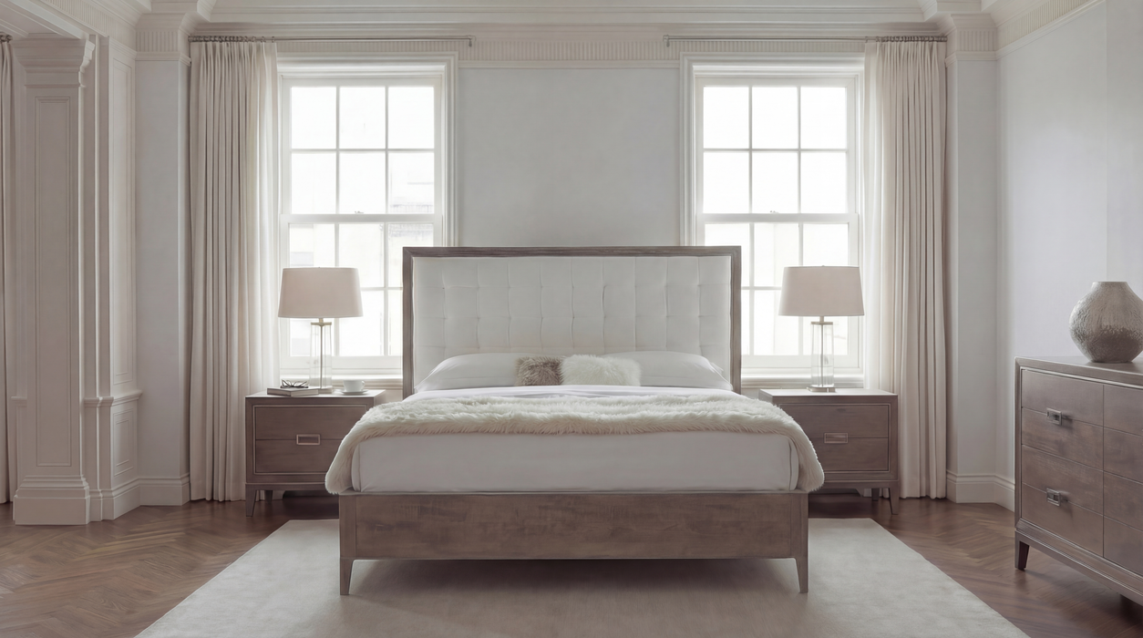 Lustre Panel Bed with Tufted Upholstery (70" High)