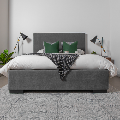 Monaco Square Bed, Queen Size in the fabric Breton Storm