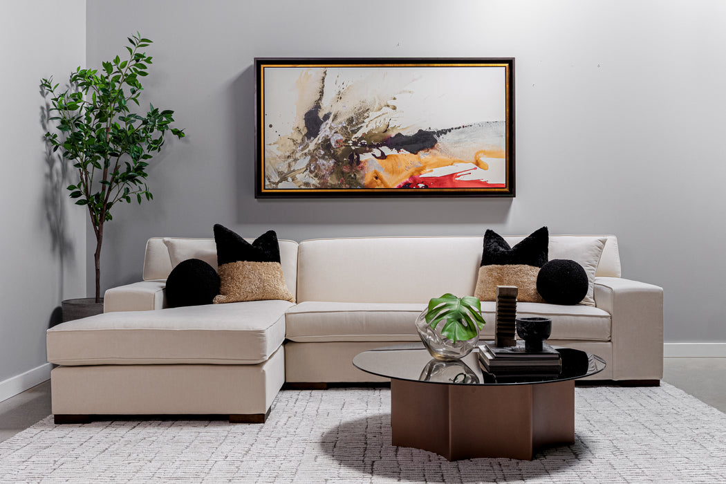 Violet Chaise Lounge + 1 Arm Condo Sofa in the fabric Breton Dove