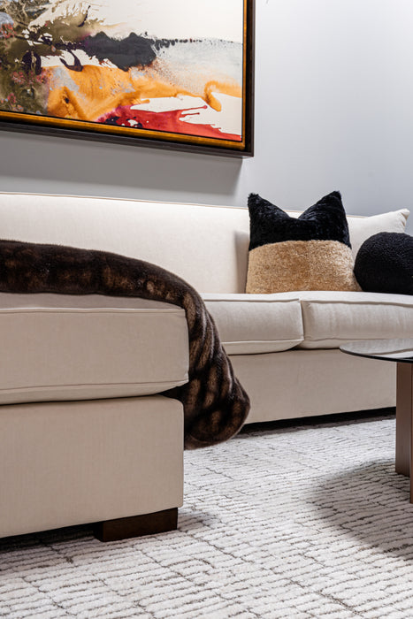Violet Chaise Lounge + 1 Arm Condo Sofa in the fabric Breton Dove