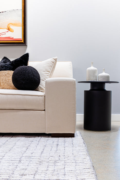 Violet Chaise Lounge + 1 Arm Condo Sofa in the fabric Breton Dove