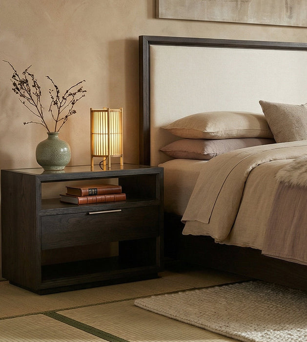 Zenith Bedside Table w/ Glass Top
