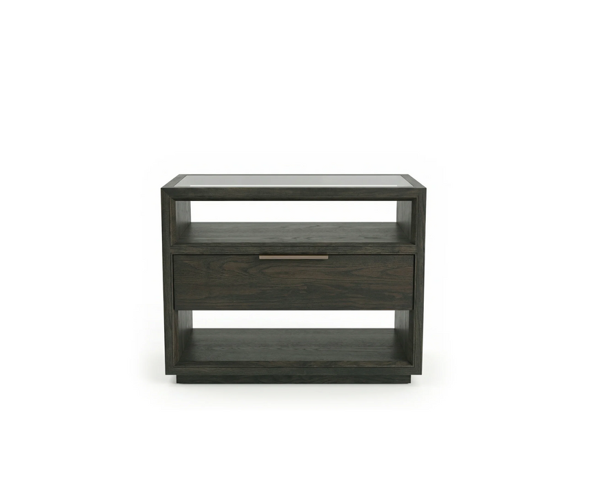 Zenith Bedside Table w/ Glass Top