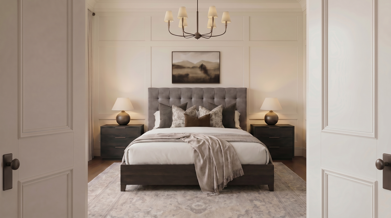 Zenith Upholstered Bed w/ Tufted Headboard