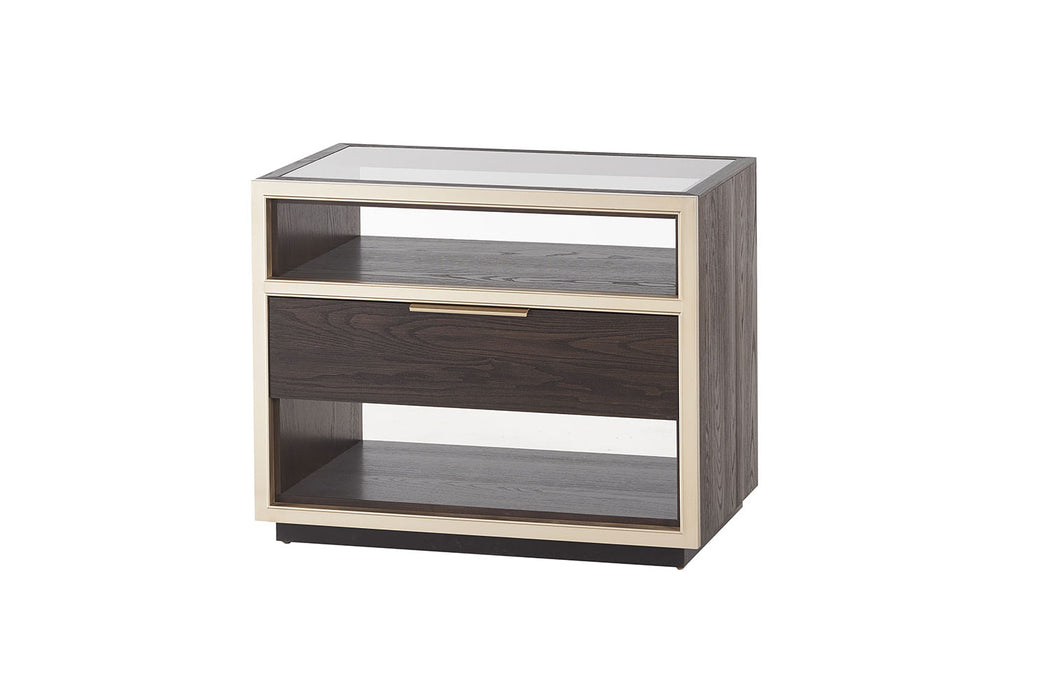 Zenith Bedside Table w/ Glass Top